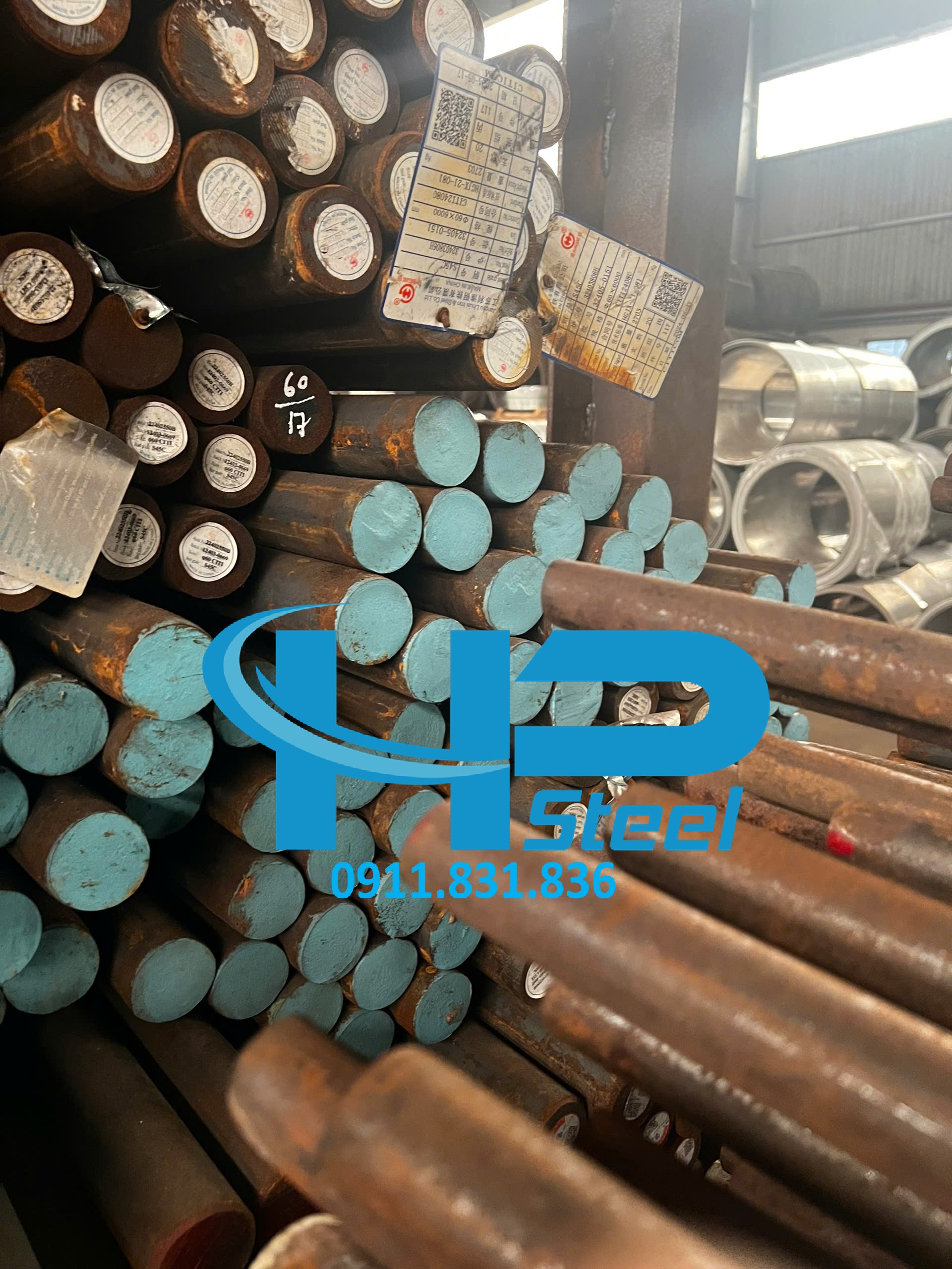 Thép tròn đặc phi 140 mác thép S45C hình ảnh tại kho thép Hoàng Phương